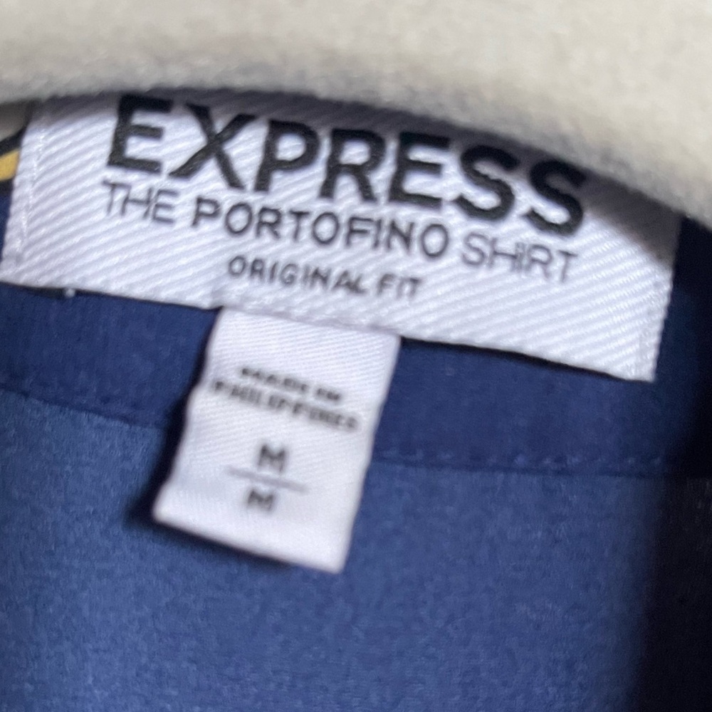 Express Blue And Teal Patterned Button Down Shirt - image 4